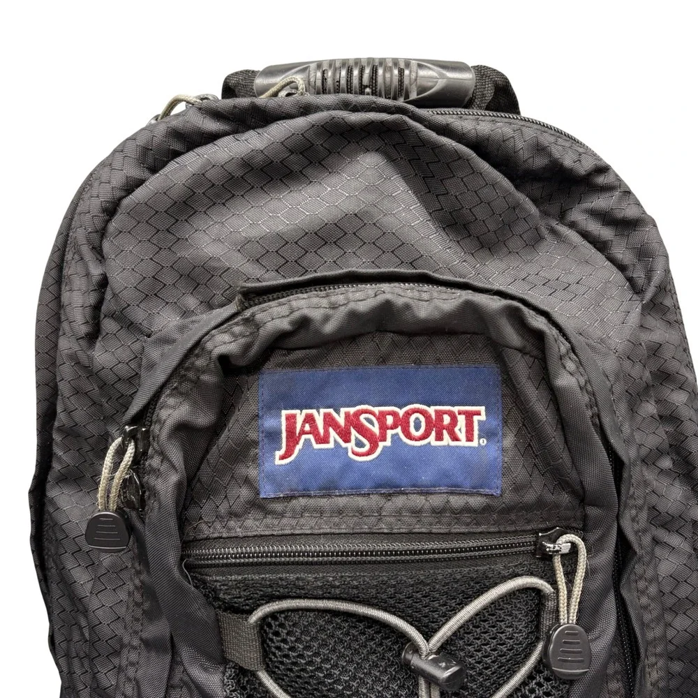 Vintage 90s Jansport Rubber‎ Bottom Black Backpack School Travel Hiking